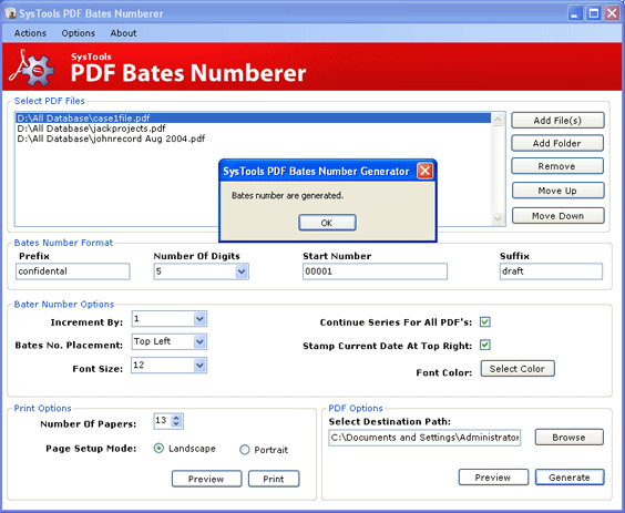 Bates Numbering Program