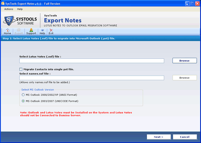 Lotus Notes to Outlook 7.6