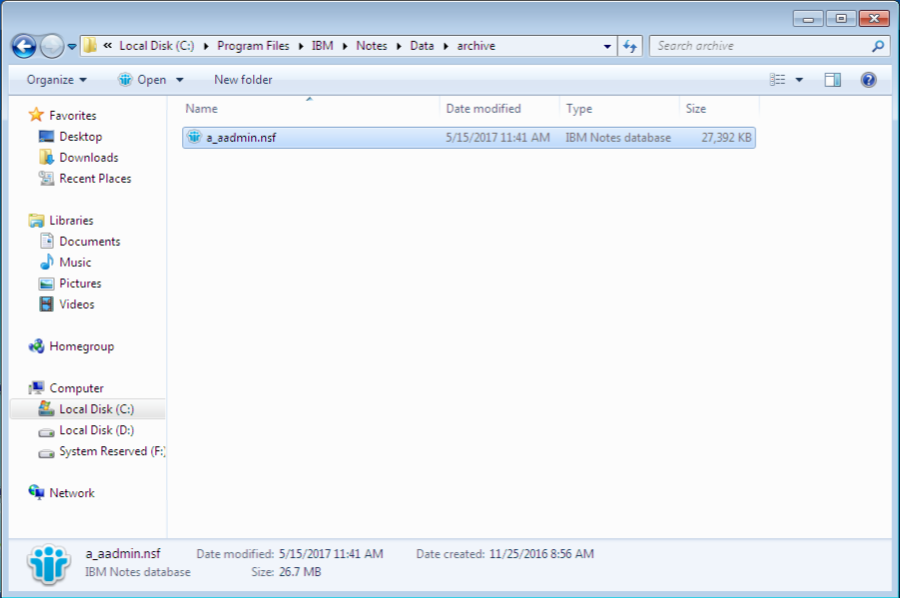 lotus notes archive location