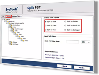 split large pst file