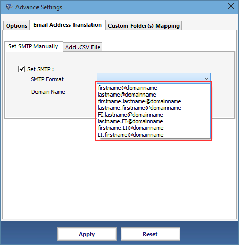 map smtp mail to cn